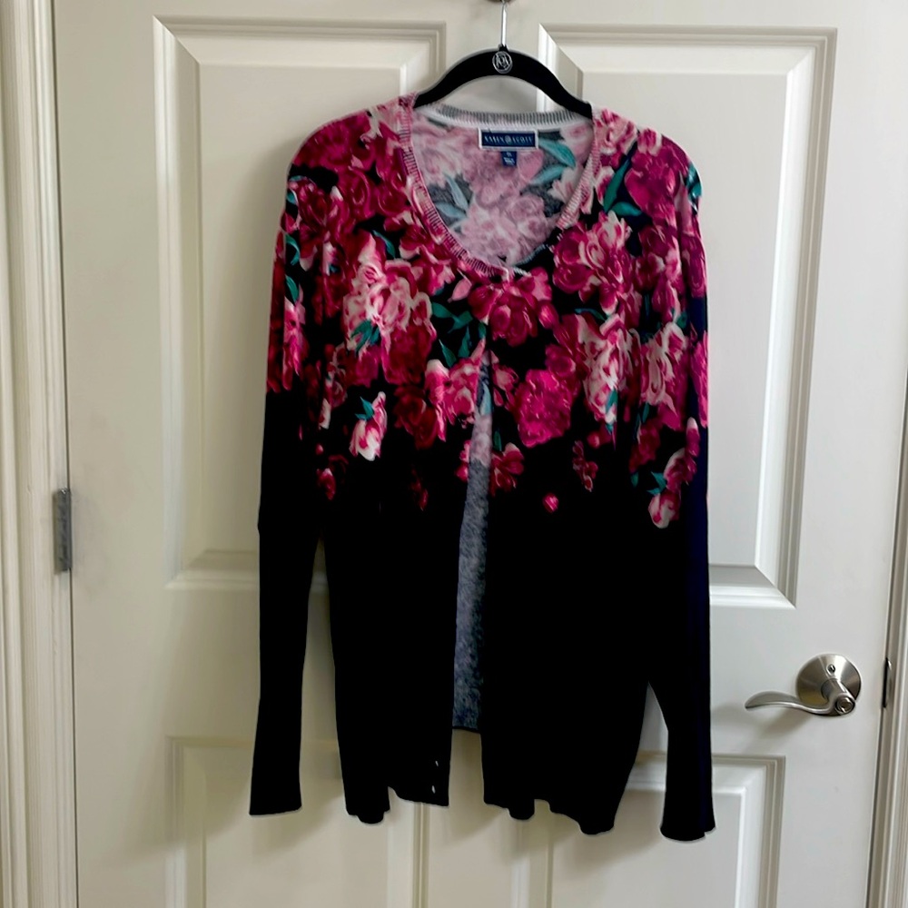 Karen Scott Women's Floral Button Cardigan, Created for Macy's, Size 2X